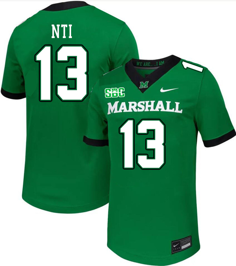 Marshall Thundering Herd #13 Camron Nti College Football Jerseys Stitched-Green